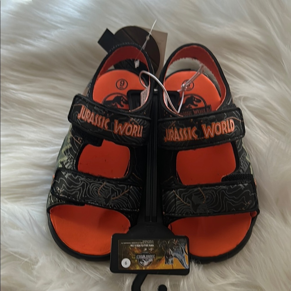 Kids Sandals - Black and Orange ( jurassic World)